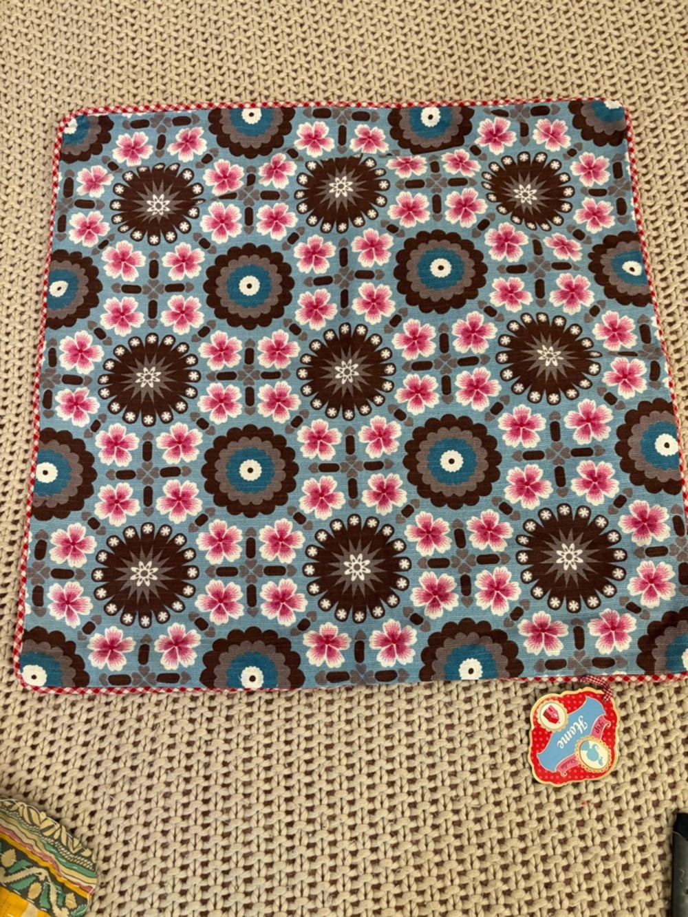 Anthropologie by pip studio Blue Brown Pink Floral Pillow Cover